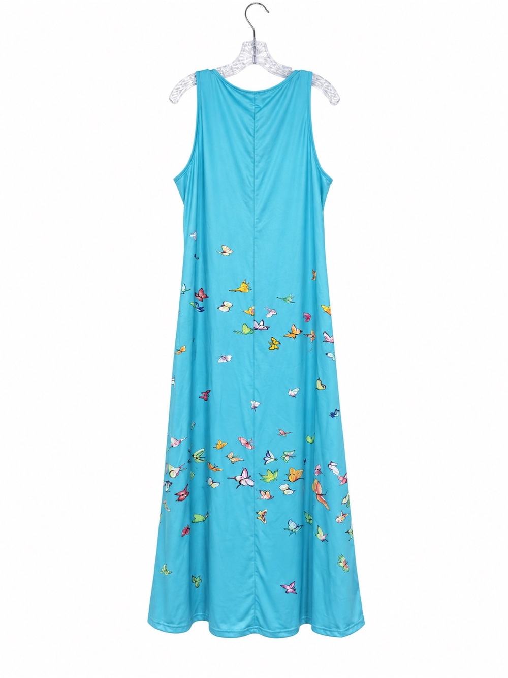 Turquoise Butterfly Print Maxi Dress Size 2XL - Picture 4 of 5